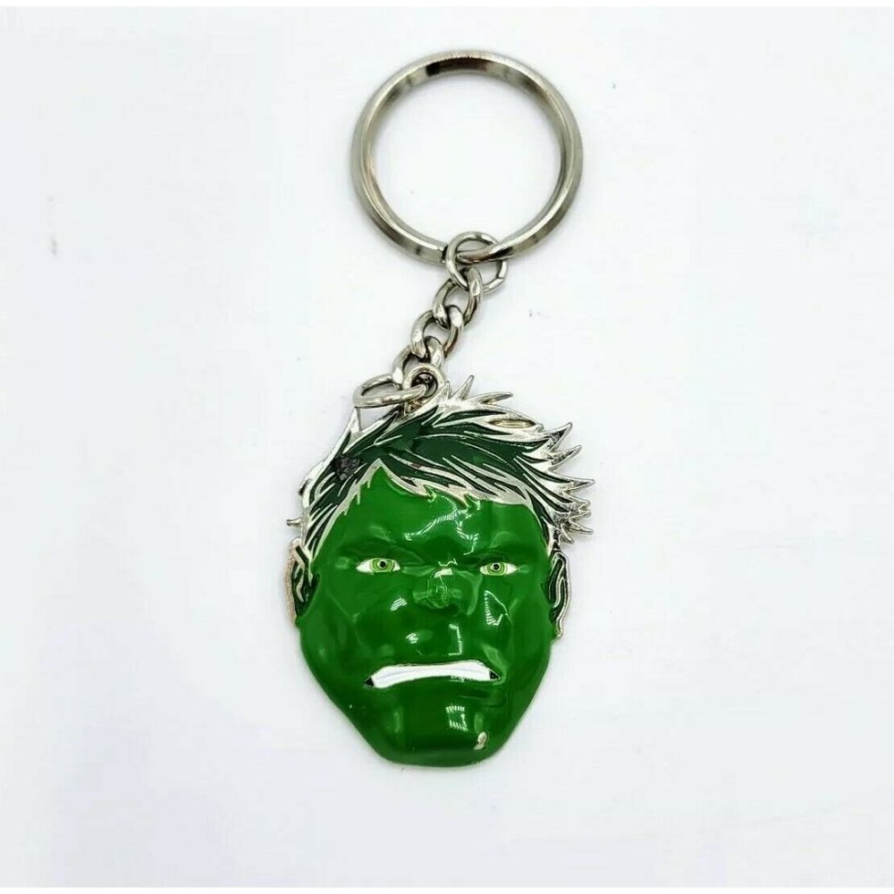 Universal Studios Incredible Hulk Keychain Metal Angry Green Faced Hulk